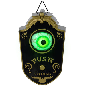 English Elm Homcom 7.1" Animatronic Halloween Doorbell With Light-Up Eyeball & Motion-Activated Scares W2225P229454