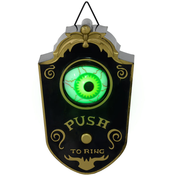English Elm Homcom 7.1" Animatronic Halloween Doorbell With Light-Up Eyeball & Motion-Activated Scares W2225P229454