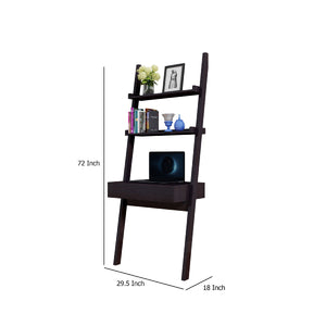 English Elm Tall Ladder Style Home Office Desk with Open Shelves and Drawer in Brown Wood B056P416991