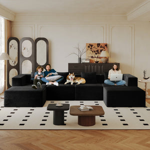 English Elm Modular Sectional Couches For Versatile Living Rooms - Deep Seat Comfort, Memory Foam & Ottomans! W3434S00020