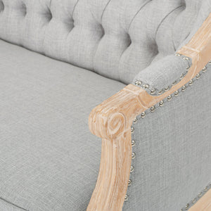 English Elm Chair Chesterfield Loveseat with Tufted Diamond Upholstery Nailhead Trim Birch Frame 60925.00LGRY