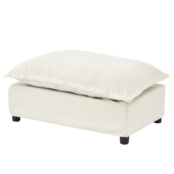 English Elm Modern Chenille Accent Chair with Ottoman Plush Wide Seat Curved Arms for Bedroom Beige N719P428439A