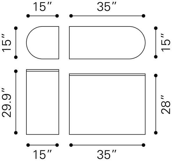 Ormara Console Table Set (2-Piece) White & Black 109921 Zuo Modern
