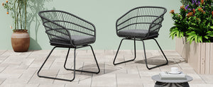 English Elm Christopher Knight Home® - TERRY Rattan Patio Chair Set (2) with Cushions, Gray Iron Frame, 300 lb Capacity, Quick Assembly N762P240844E