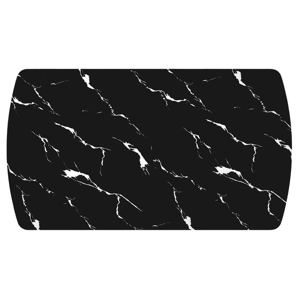 English Elm 63" Modern Faux Marble Dining Table with Geometric Rubberwood Legs, Durable 350lb Capacity, Easy Assembly Black N752P317333B