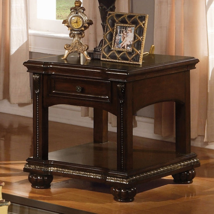 English Elm Anondale Cherry Veneer End Table with Drawer and Shelf for Traditional Living Rooms B2726P478065