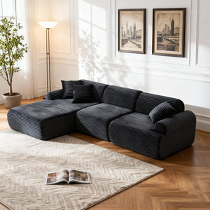 English Elm 105'' Modular Sectional with Washable Woven Cover Convertible L-shape Living Room Sofa W3565S00017