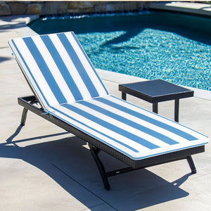 English Elm 2pcs Outdoor Chaise Lounge Cushions Uv Resistant Stripe Polyester Patio Set W2911P203966