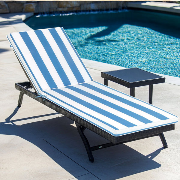 English Elm 2pcs Outdoor Chaise Lounge Cushions Uv Resistant Stripe Polyester Patio Set W2911P203966
