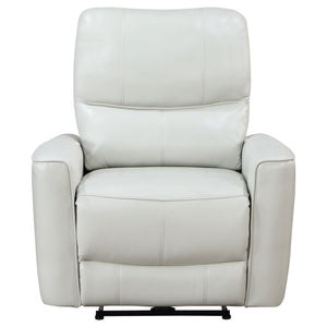 English Elm Dove Grey Leatherette Power Recliner with Usb Port and Channel Tufted Back B062P472600