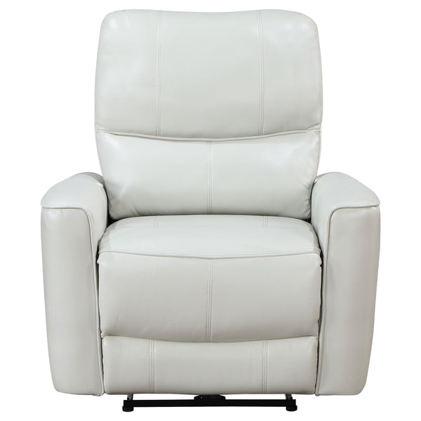 English Elm Dove Grey Leatherette Power Recliner with Usb Port and Channel Tufted Back B062P472600
