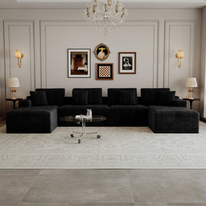 English Elm 153.5*68.9"modular Seven Piece Corduroy Sectional Sofa with Reversible Chaise for Any Room W3819S00152