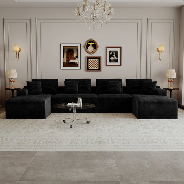 English Elm 153.5*68.9"modular Seven Piece Corduroy Sectional Sofa with Reversible Chaise for Any Room W3819S00152