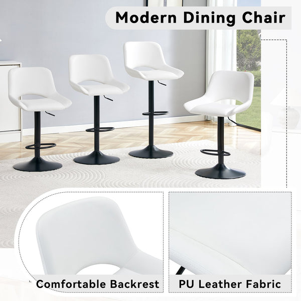 English Elm Set of 2 Pu Leather Barstools with Gold Footrest Curved Back for Kitchen Island White+Black W1151P383774