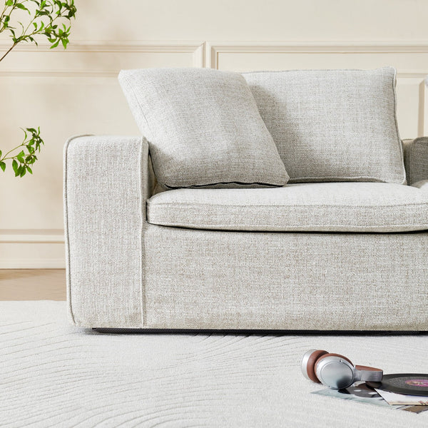 English Elm Cloud Couch Modular 4 Seater Sofa with Washable Linen and Pocket Spring Cushions Beige W1765S00141