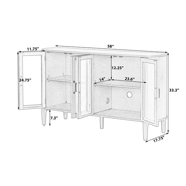 English Elm Christopher Knight Home® - Storage Cabinet - Stylish 4-Door Design For Entryway Or Living Room, Natural Finish, Ample Space N780P330603N