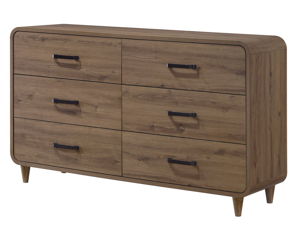 English Elm 1pc Contemporary Six Drawer Wooden Dresser Warm Light Brown Finish Bedroom Storage B2741P482265