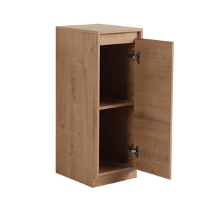 English Elm 12" Slim Freestanding Cabinet Oak Finish Soft Close Door Adjustable Shelves Bathroom W999P406013