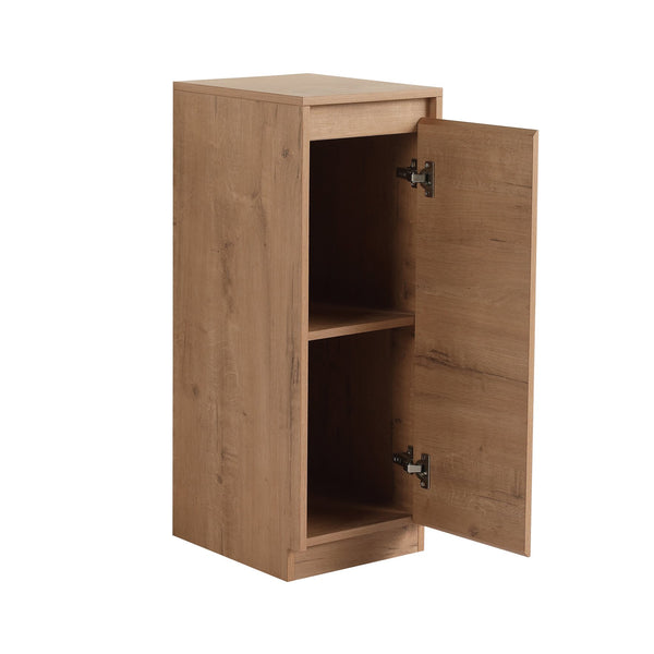 English Elm 12" Slim Freestanding Cabinet Oak Finish Soft Close Door Adjustable Shelves Bathroom W999P406013