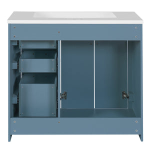 English Elm 36'' Bathroom Vanity with Ceramic Sink Combo Solid Wood Frame Soft-Closing Drawers Ample Storage Elegance Indigo N710P243327M