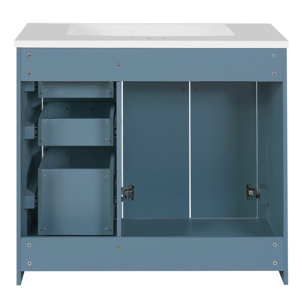 English Elm 36'' Bathroom Vanity with Ceramic Sink Combo Solid Wood Frame Soft-Closing Drawers Ample Storage Elegance Indigo N710P243327M