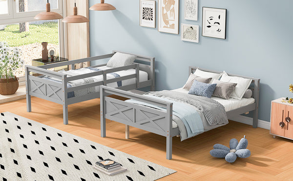 English Elm Twin Twin-over-Full Bunk Bed with Attached Ladder and Full-Length Guardrails for Safe Space-Saving Sleep Gray SM000118AAE-1