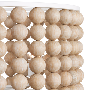 Holcroft Chandelier – Bohemian Wooden Bead Design with Adjustable Height & Sandstone Finish