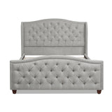 English Elm Fontana Wingback Upholstered Platform Bed Frame, Queen, Silver Grey Polyester