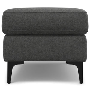 English Elm Ava Mid Century Modern Ottoman with Recycled Fabric Foam Cushion and Matte Black Legs B136P436944