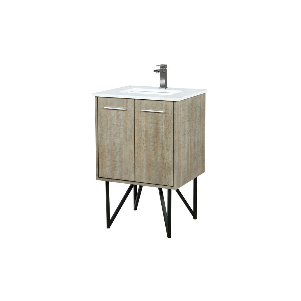 English Elm Rustic Acacia Bath Vanity 24” Wide With Cultured Marble Top, Gun Metal Faucet & Storage Solutions B2731P259661-GIGA