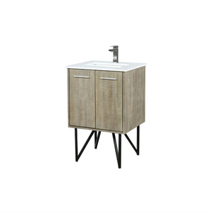 English Elm Rustic Acacia Bath Vanity 24” Wide With Cultured Marble Top, Gun Metal Faucet & Storage Solutions B2731P259661-GIGA