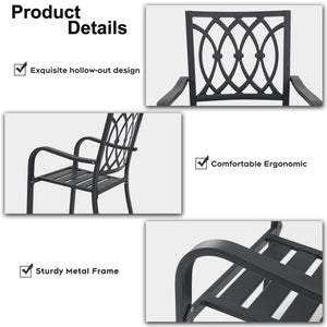 English Elm Chair Heavy Duty Metal Stackable Slatted Seat Ergonomic All Weather Patio Dining W3979P392947