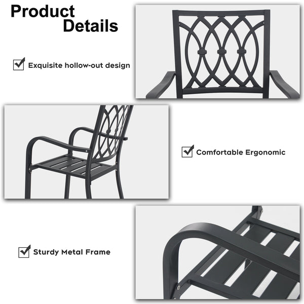 English Elm Chair Heavy Duty Metal Stackable Slatted Seat Ergonomic All Weather Patio Dining W3979P392947