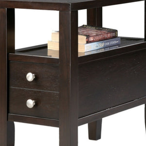 English Elm 24" Tall Wooden Side Table With 2 Drawers, Traditional Espresso Finish, Stylish Storage Solution B072115841
