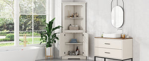 English Elm Tall Corner Cabinet Wood Grain Beige - Tall 69.3" Storage Tower with Doors, Shelves & Space-Saving Design W1580P257486