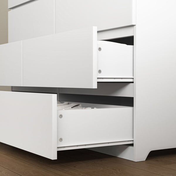 English Elm 8 Drawer Tall Chest Slim Particleboard Build Smooth Gliding Storage for Bedroom Closet White W409S00030