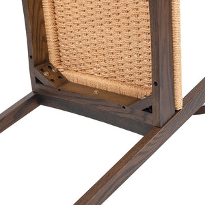 English Elm Jennifer Taylor Home - Capri Handcrafted Oak Dining Chair with Curved Back and Woven Natural Fiber Seat, Sculptural Elegance Dark Brown B2719P395562