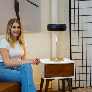 English Elm Ashcroft Furniture - Small Minimalist Wooden Table Lamp - Dimmable, Compact Design For Bedside & Office, Fast Shipping! B183P315109