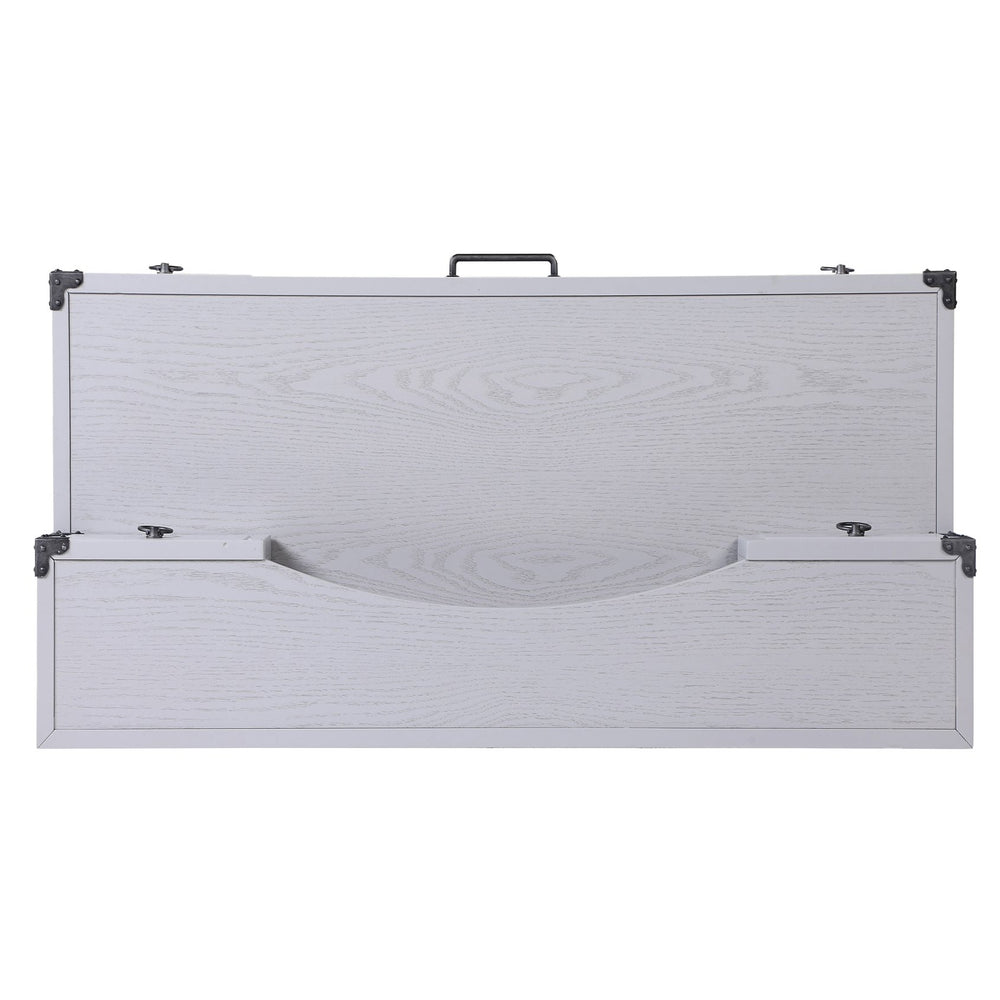 English Elm Grey Industrial Writing Desk with Gunmetal Base, 3 Drawers, Pine & Poplar Build, 54.5"W Sleek Workspace B062P185724