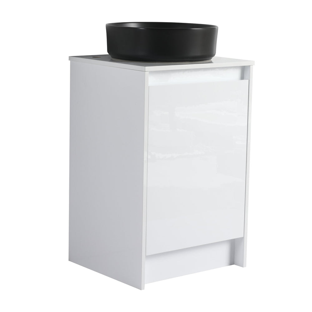 English Elm 32" Freestanding Bathroom Vanity With Black Ceramic Sink, Soft-Close Doors, Modern Storage Solution W999S00433