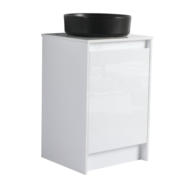 English Elm 20" Freestanding Vanity with Ceramic Sink Soft Close Storage Glossy White Bath W999S00386