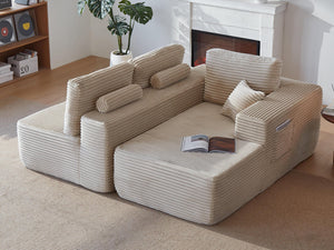 English Elm 104" Cloud Sectional Sofa Plush Corduroy L Shape Chaise No Assembly Living Room W3975S00029