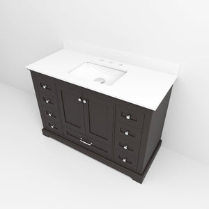 English Elm Espresso 48" Single Bath Vanity with Cultured Marble Top, Solid Wood, Soft-Close Drawers & Storage B2731P258365
