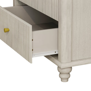 English Elm 4-piece King Bedroom Set Wavy Fluted Panel Solid Wood Dresser Nightstands Beige W1716S00029