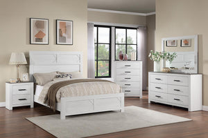 English Elm Modern Two Tone Five Drawer Chest White Finish Slim Bar Handles Scandinavian Bedroom B011P447493