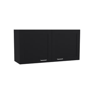 English Elm Wall Wall Cabinet 2-Door Black Wengue Engineered Wood Kitchen Storage Modern Compact Durable Design B097P350282