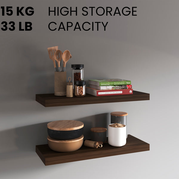 English Elm Floating Shelves, Dark Oak, Modern Minimalist Design For Stylish Wall Storage & Decor Display B097P369454