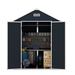 English Elm Campcraft Resin Storage Shed 6x6 Ft with Thick Pp Panels Uv Resistant Lockable W1598S00026