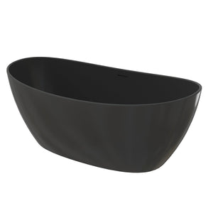 English Elm 65" Freestanding Soaking Bathtub Matte Black Stone Resin with Integrated Acrylic Shelf T3785P490214