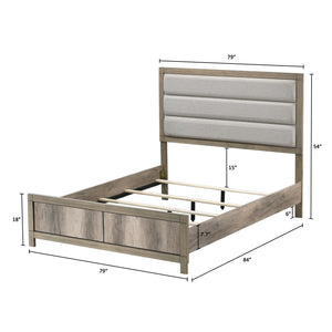 English Elm White Eastern King Panel Bed Wave Texture Headboard Solid Wood Contemporary Frame B2741S00919